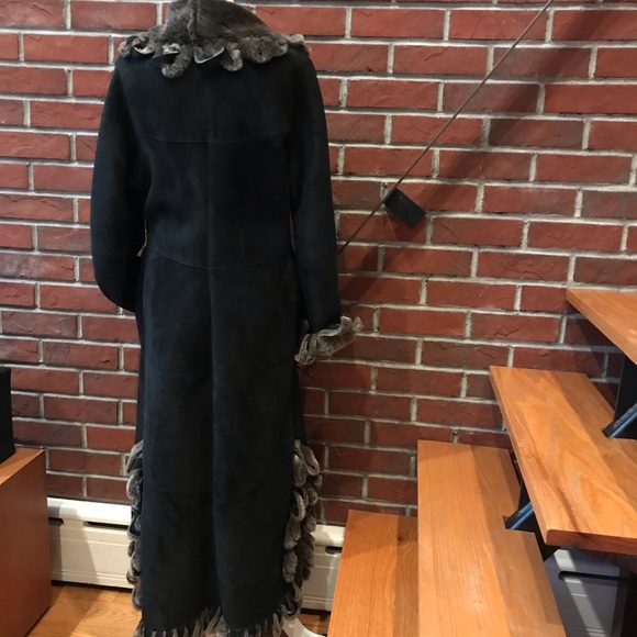 ❤️SOLD❤️Denimax Shearling Long Coat Loops Details Size L - Picture 15 of 16